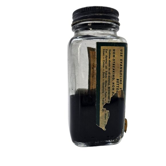 Vintage Evangeline Fabric Slipper Dye Glass Bottle Pitch Black Decorative - Picture 5 of 16